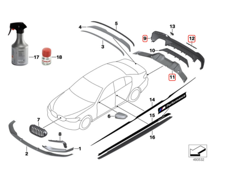 NEU OE HECKSPOILER SPOILER CARBON + STOSSSTANGENABDECKUNG BMW 5 G30 M-PERFORMANCE 51192412405 - 51122412413 - 3